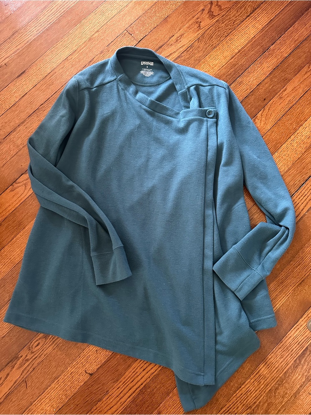 Duluth Teal Asymmetrical Button-Shoulder Pullover
